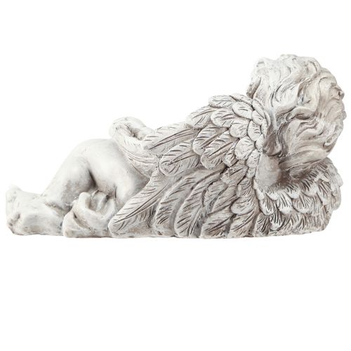 Product Angel lying decorative figure grave decoration grey polyresin 22cm