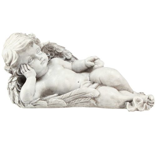 Product Angel lying grave decoration polyresin grey white 31×16cm