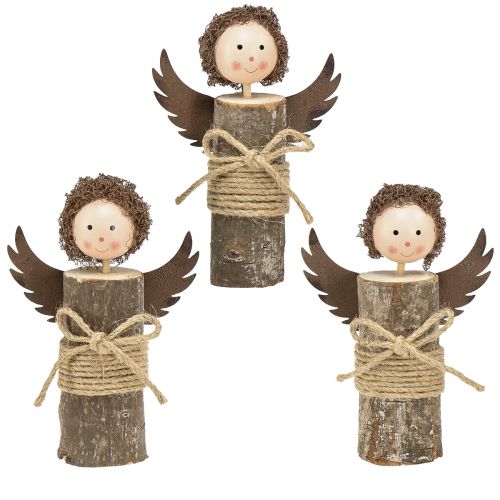 Floristik24 Angel with curls wooden decoration Christmas natural H15cm 3 pcs
