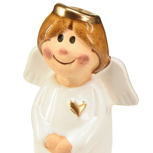 Product Adorable ceramic angel with gold accents white 7 cm – gift idea and lovely decoration – 6 pieces
