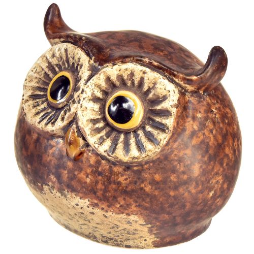 Floristik24 Charming ceramic owl figurines – Detailed design in brown and cream, 10.5 cm – Perfect decoration for living and working spaces – 3 pieces