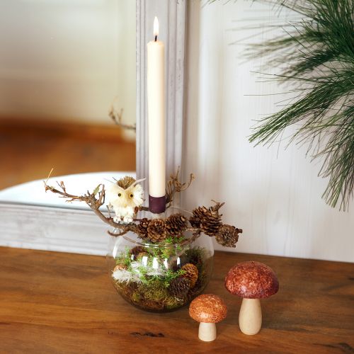 Product Owl decoration flower plug autumn decoration natural Ø4cm H8cm 4pcs