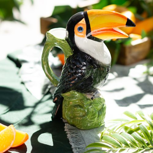 Exotic decorative vase toucan ceramic figure colorful 20×10×24cm