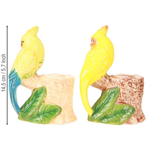 Product Exotic candle holder ceramic birds hand-painted H14.5cm 2 pcs