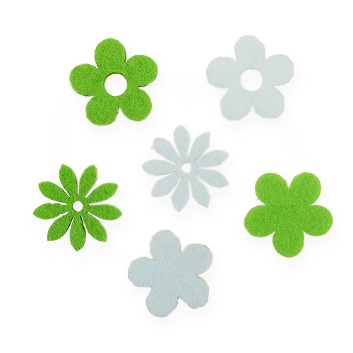 Floristik24 Felt flower for sprinkling green, white 3.5cm 96p