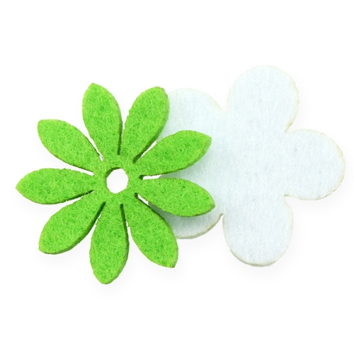 Floristik24 Felt flower for sprinkling green, white 3.5cm 96p