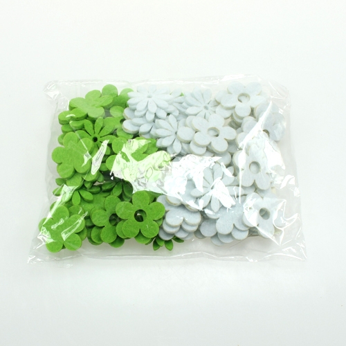 Floristik24 Felt flower for sprinkling green, white 3.5cm 96p