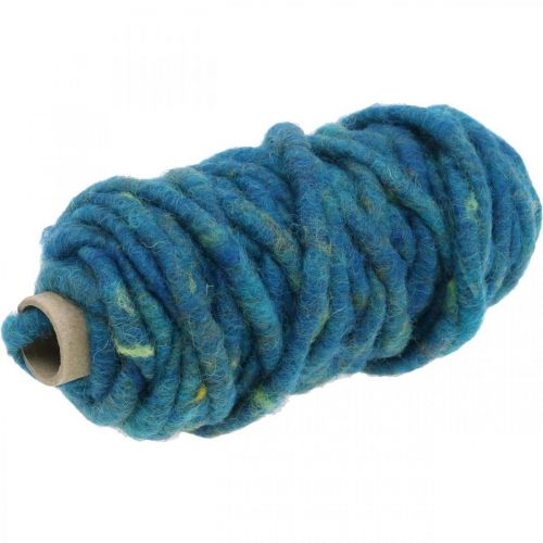 Floristik24 Felt cord with wire wool cord fleece blue 20m