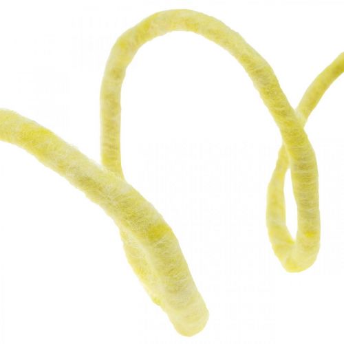 Felt cord with wire cord wool yellow pastel 20m