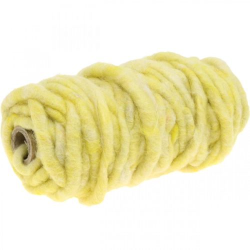 Floristik24 Felt cord with wire cord wool yellow pastel 20m