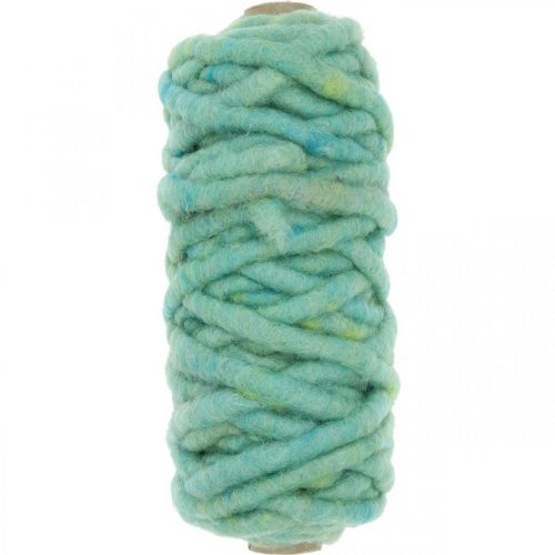 Felt cord with wire cord fleece green 20m