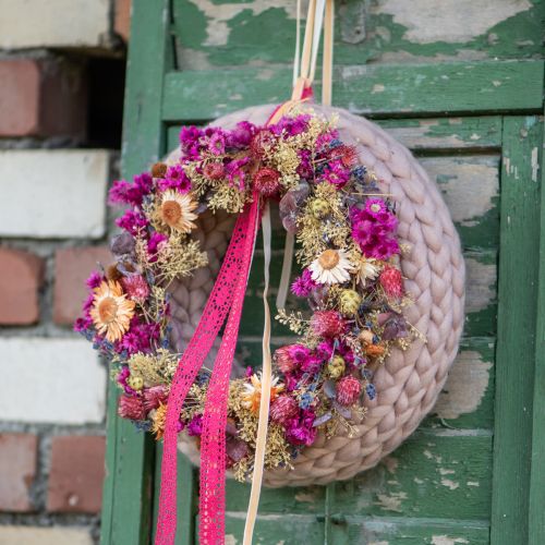 Floristik24 Felt wool decorative wreath in light brown for hanging Ø30cm W4cm