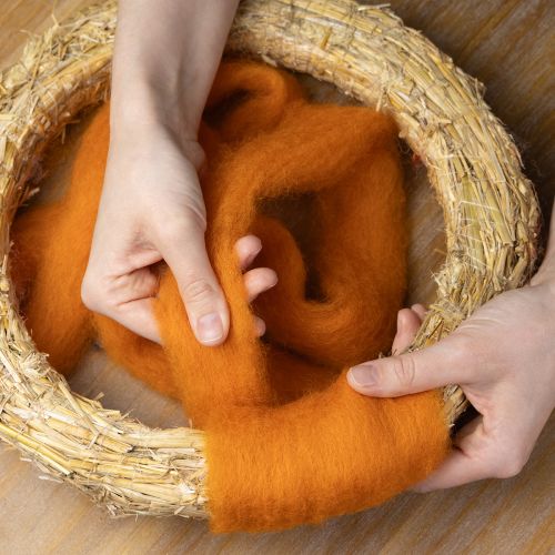 Product Wool cord, felted wool, orange, 2m, for crafting, binding and decorating