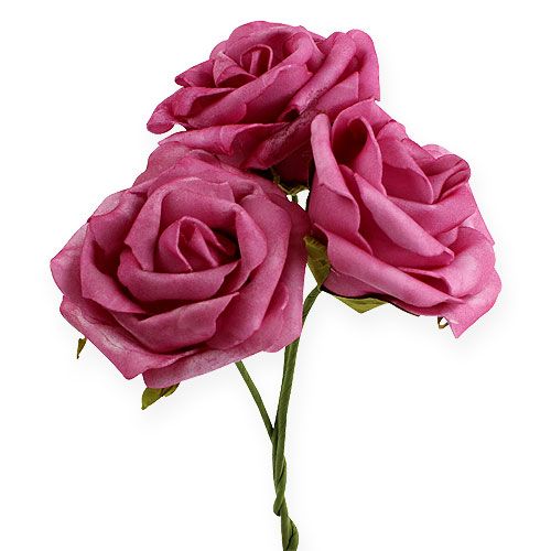 Floristik24 Foam rose Ø 8cm fuchsia 18 pcs