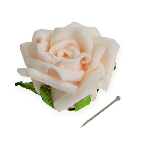 Floristik24 Foam rose blossom cream 5cm with needle 12pcs