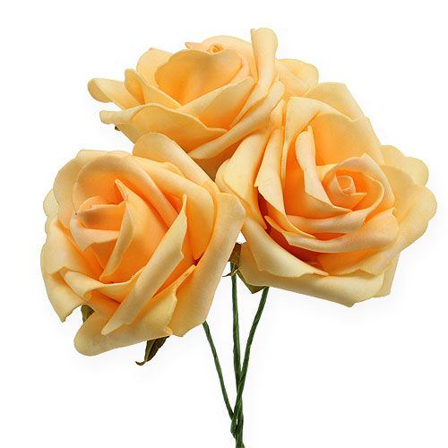 Floristik24 Foam rose Ø 8cm apricot 18 pcs