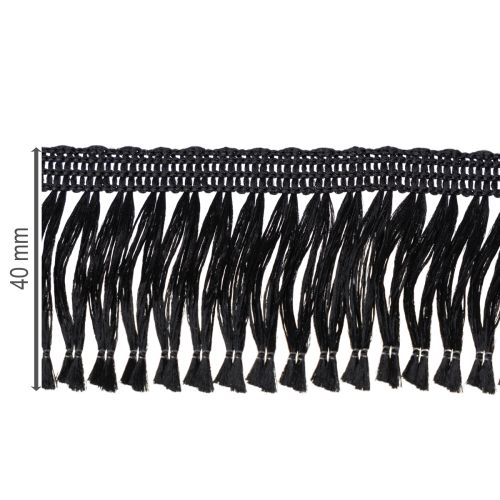 Product Black fringed ribbon 4cm, cordon trim, decorative fringed lurex 25m