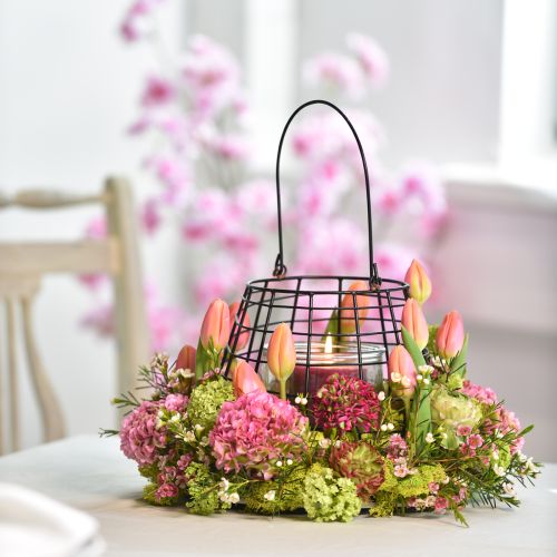 Product Garden lantern with handle black glass Ø17cm H15cm