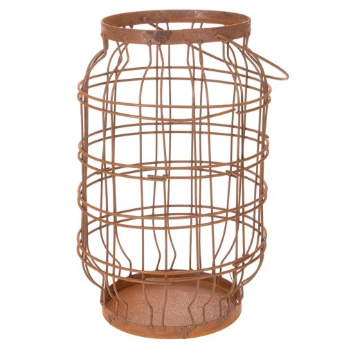 Garden lantern, metal, rusted finish, handle, vintage, Ø19.5cm | Floristik24.ie