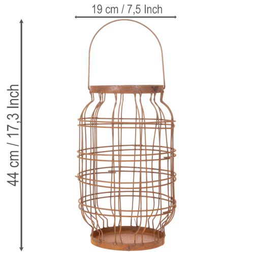 Garden lantern, metal, rusted finish, handle, vintage, Ø19.5cm | Floristik24.ie