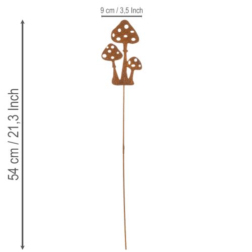 Garden stake, weathered steel, fly agaric decorative stake, 15cm, 6 pieces | Floristik24.ie