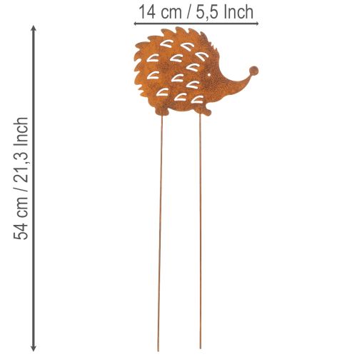 Garden stake hedgehog rust patina decorative garden stake 20cm | Floristik24.ie