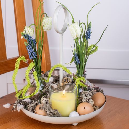 Product Decorative metal bowl with handle for modern living room design and table decoration 31cm