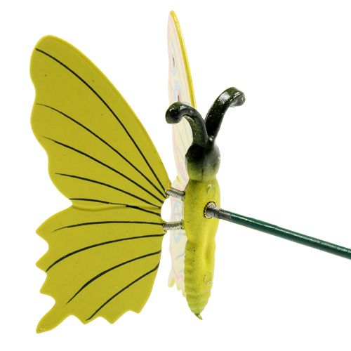 Floristik24 Butterfly on stick 17cm yellow