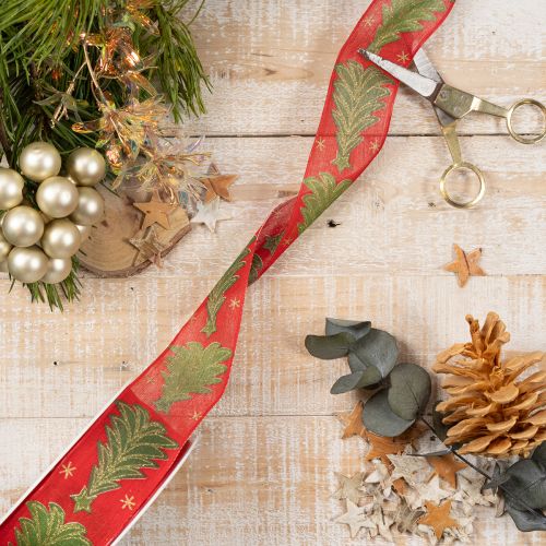 Gift ribbon Christmas tree with stars 40mm 15m | Floristik24.ie
