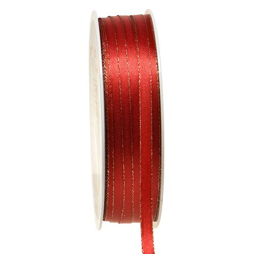 Gift ribbon Christmas satin ribbon red gold W6mm L50m