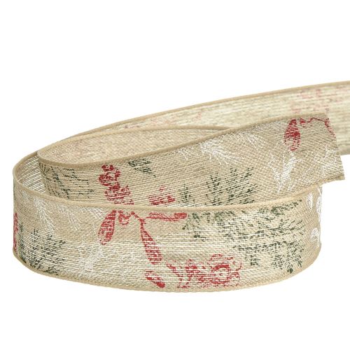 Floristik24 Gift Ribbon Christmas Ilex Berries Green Red 25mm 15m