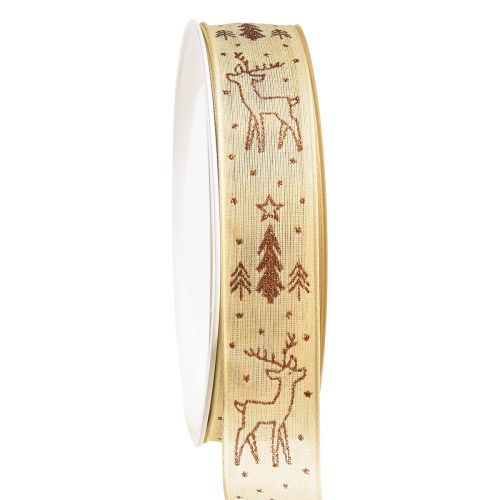Gift Ribbon Christmas Reindeer Cream Brown B25 L18m