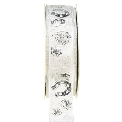 Gift ribbon white silver decorative ribbon New Year&#39;s Eve 25mm 18m