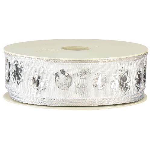 Product Gift ribbon white silver decorative ribbon New Year&#39;s Eve 25mm 18m