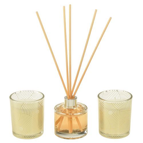 Floristik24 Gift set room fragrance scented candles in a glass vanilla scent