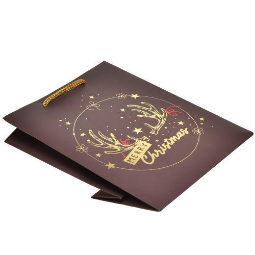Product Gift bag Christmas antlers brown/gold 18x10x23cm 2pcs