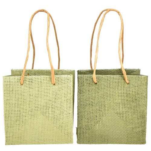Product Gift bags paper woven look green 12x12cm 12 pcs
