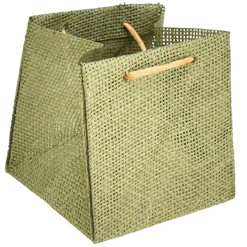 Product Gift bags paper woven look green 12x12cm 12 pcs