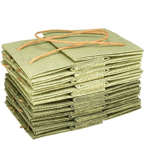 Product Gift bags paper woven look green 12x12cm 12 pcs