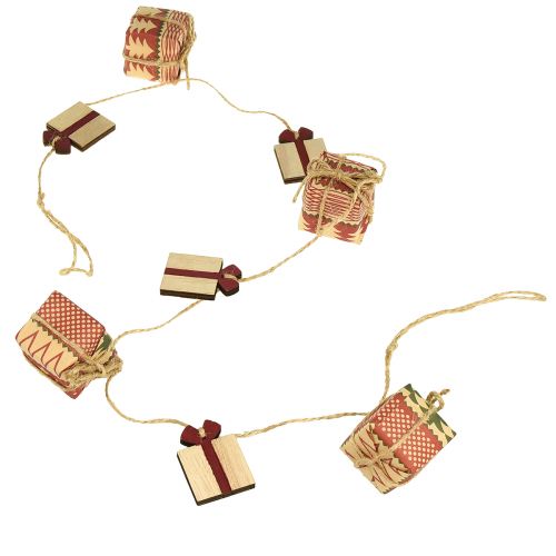 Floristik24 Garland Christmas Gifts and Stars Red Natural Green 100cm 2pcs