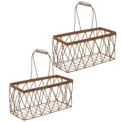 Wire basket, metal, rust look, 28x13.5x14cm, 2 pieces buy online | Floristik24.ie