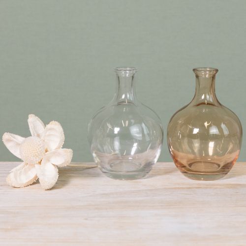 Product Glass bottle mini vase amber and clear Ø7.5cm H11cm 4pcs