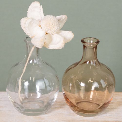 Product Glass bottle mini vase amber and clear Ø7.5cm H11cm 4pcs
