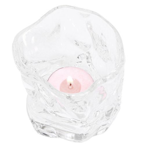 Floristik24 Decorative glass tealight small glass candle holder Ø8cm H7.5cm 2pcs