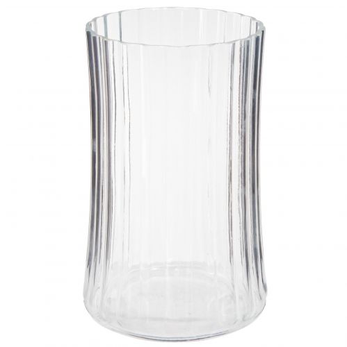 Floristik24 Glass vases decorative vases clear grooves decor Ø12cm H19cm 2pcs