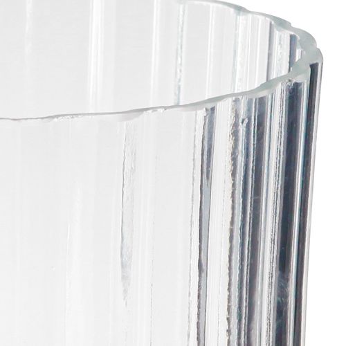 Product Glass vases decorative vases clear grooves decor Ø12cm H19cm 2pcs