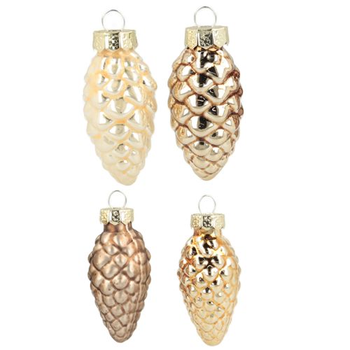 Floristik24 Glass cones for hanging, cones, glass, brown, gold, 5.5 cm, 14 pieces