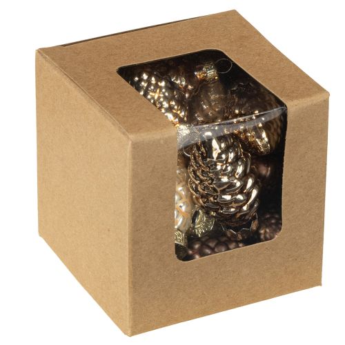 Product Glass cones for hanging, cones, glass, brown, gold, 5.5 cm, 14 pieces