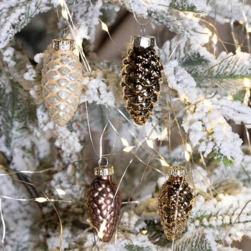 Product Glass cones for hanging, cones, glass, brown, gold, 5.5 cm, 14 pieces