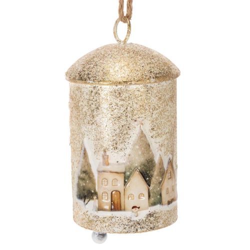 Bell with winter village motif for hanging, 20cm buy online | Floristik24.ie